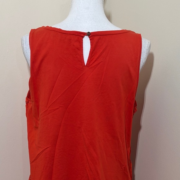 Loft || Woman’s Reddish Orange Cotton floral lace tank top size Medium - Picture 5 of 7